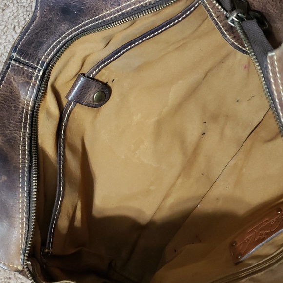 Patricia Nash Large Brown Leather Ergo Studded Satchel Bag Shoulder Hobo Handbag - Picture 14 of 15